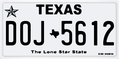 TX license plate DOJ5612