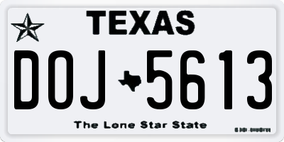 TX license plate DOJ5613