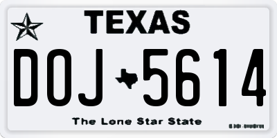 TX license plate DOJ5614