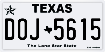 TX license plate DOJ5615