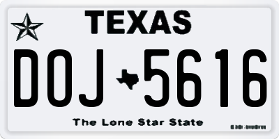 TX license plate DOJ5616
