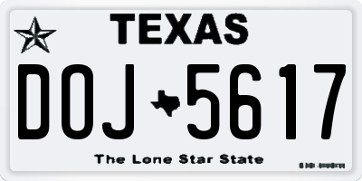 TX license plate DOJ5617