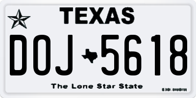 TX license plate DOJ5618