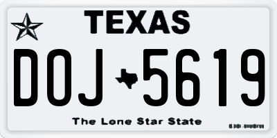 TX license plate DOJ5619
