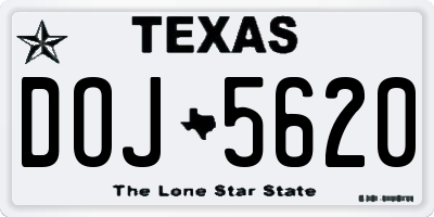 TX license plate DOJ5620