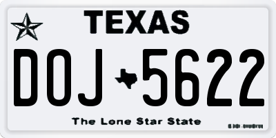 TX license plate DOJ5622