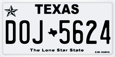 TX license plate DOJ5624