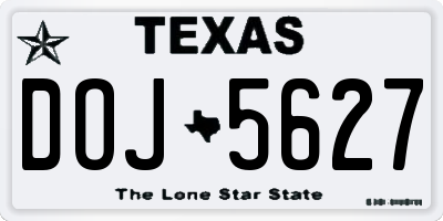 TX license plate DOJ5627