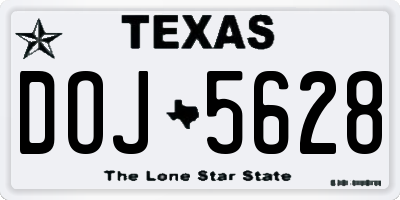 TX license plate DOJ5628