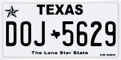 TX license plate DOJ5629