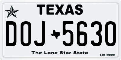TX license plate DOJ5630