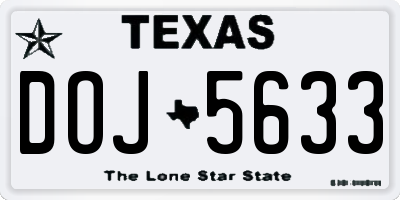 TX license plate DOJ5633