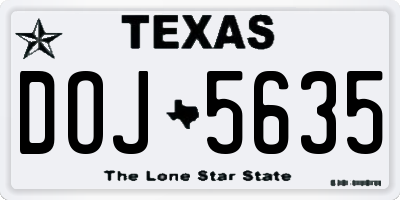 TX license plate DOJ5635