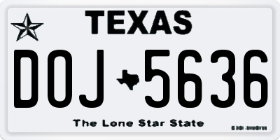 TX license plate DOJ5636