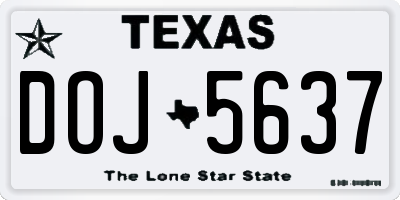 TX license plate DOJ5637