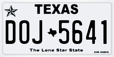 TX license plate DOJ5641