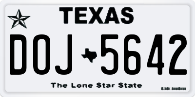 TX license plate DOJ5642