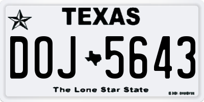 TX license plate DOJ5643