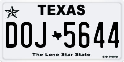TX license plate DOJ5644