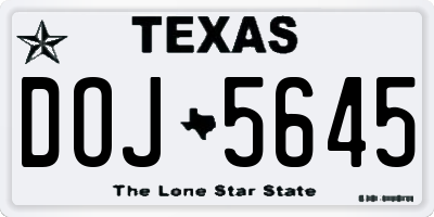 TX license plate DOJ5645
