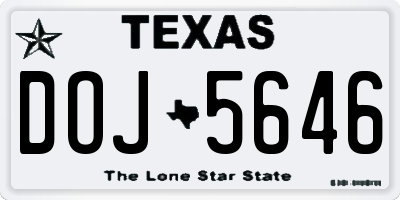 TX license plate DOJ5646