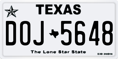 TX license plate DOJ5648
