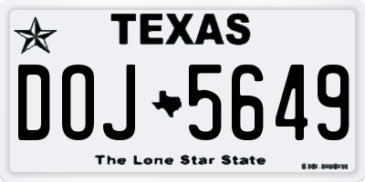 TX license plate DOJ5649
