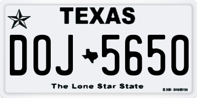 TX license plate DOJ5650
