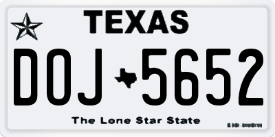 TX license plate DOJ5652