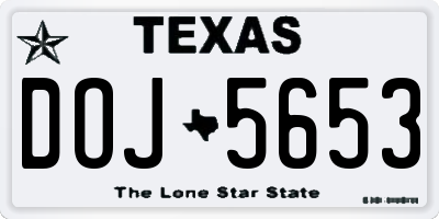 TX license plate DOJ5653