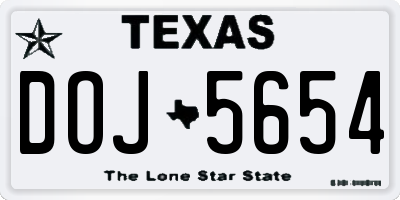 TX license plate DOJ5654