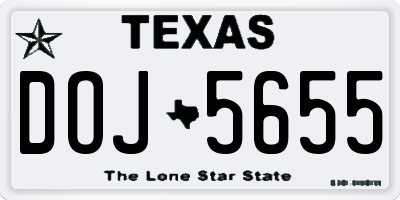 TX license plate DOJ5655