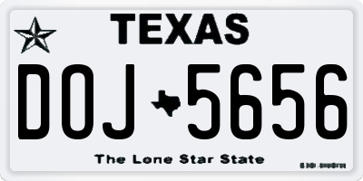 TX license plate DOJ5656