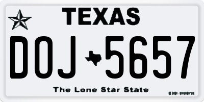 TX license plate DOJ5657