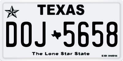 TX license plate DOJ5658