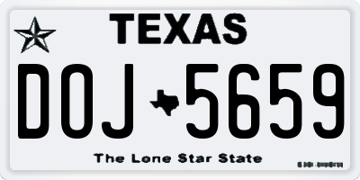 TX license plate DOJ5659