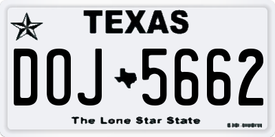 TX license plate DOJ5662