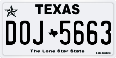 TX license plate DOJ5663