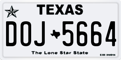 TX license plate DOJ5664