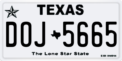 TX license plate DOJ5665
