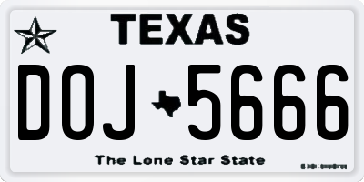 TX license plate DOJ5666