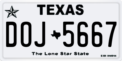 TX license plate DOJ5667