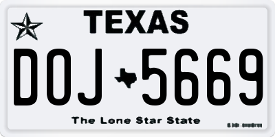 TX license plate DOJ5669