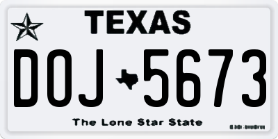 TX license plate DOJ5673