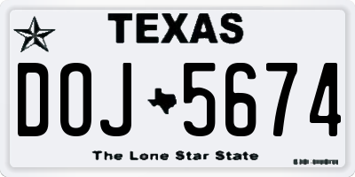 TX license plate DOJ5674