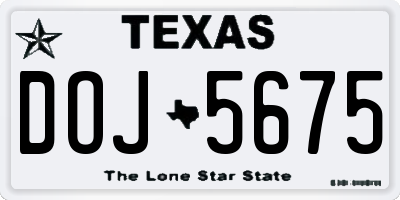 TX license plate DOJ5675