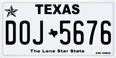 TX license plate DOJ5676