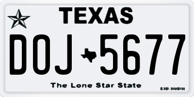 TX license plate DOJ5677