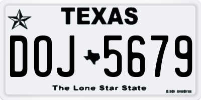 TX license plate DOJ5679