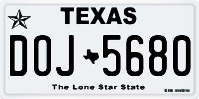 TX license plate DOJ5680